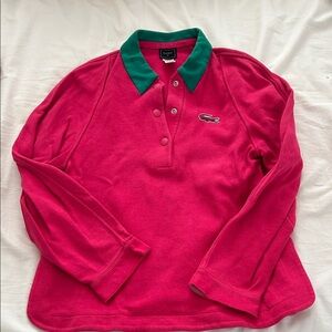 Vintage Lacoste   Fuchsia Polo with Green Collar